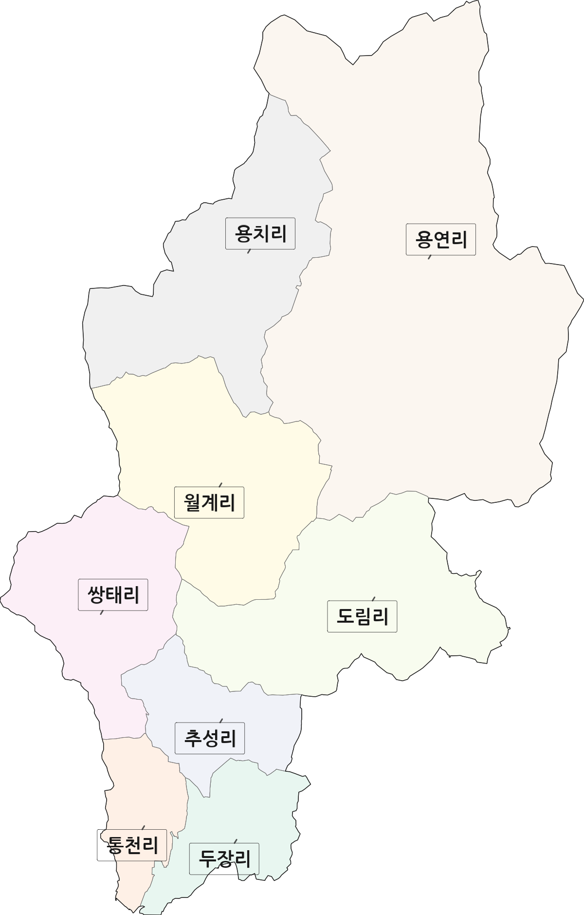 전라남도 담양군 용면 법정동 리 구분 행정구역 경계 지도