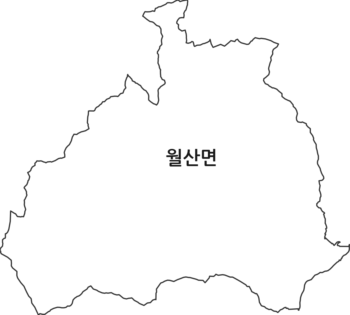 전라남도 담양군 월산면 법정동 행정구역 경계 지도