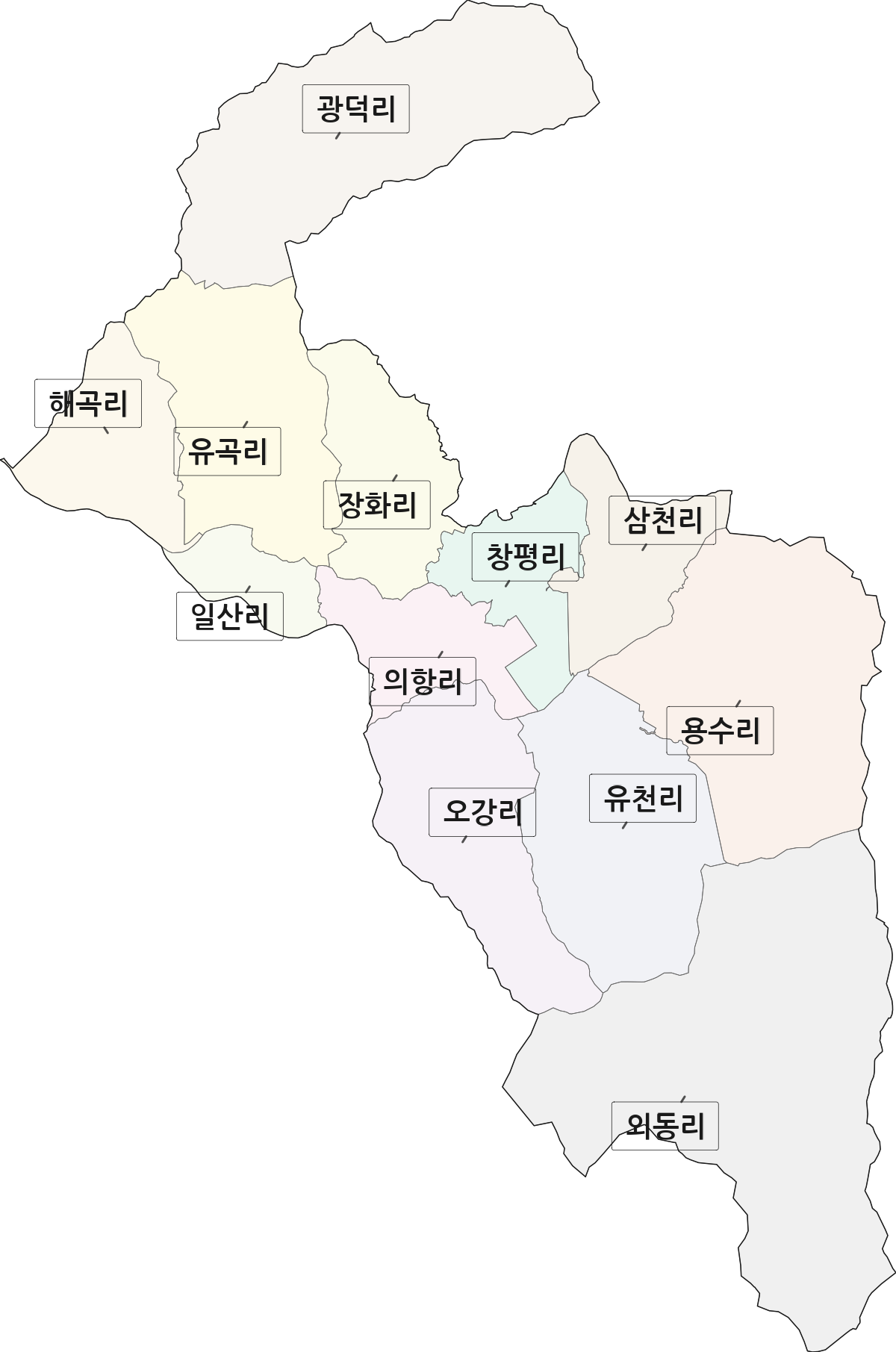 전라남도 담양군 창평면 법정동 리 구분 행정구역 경계 지도