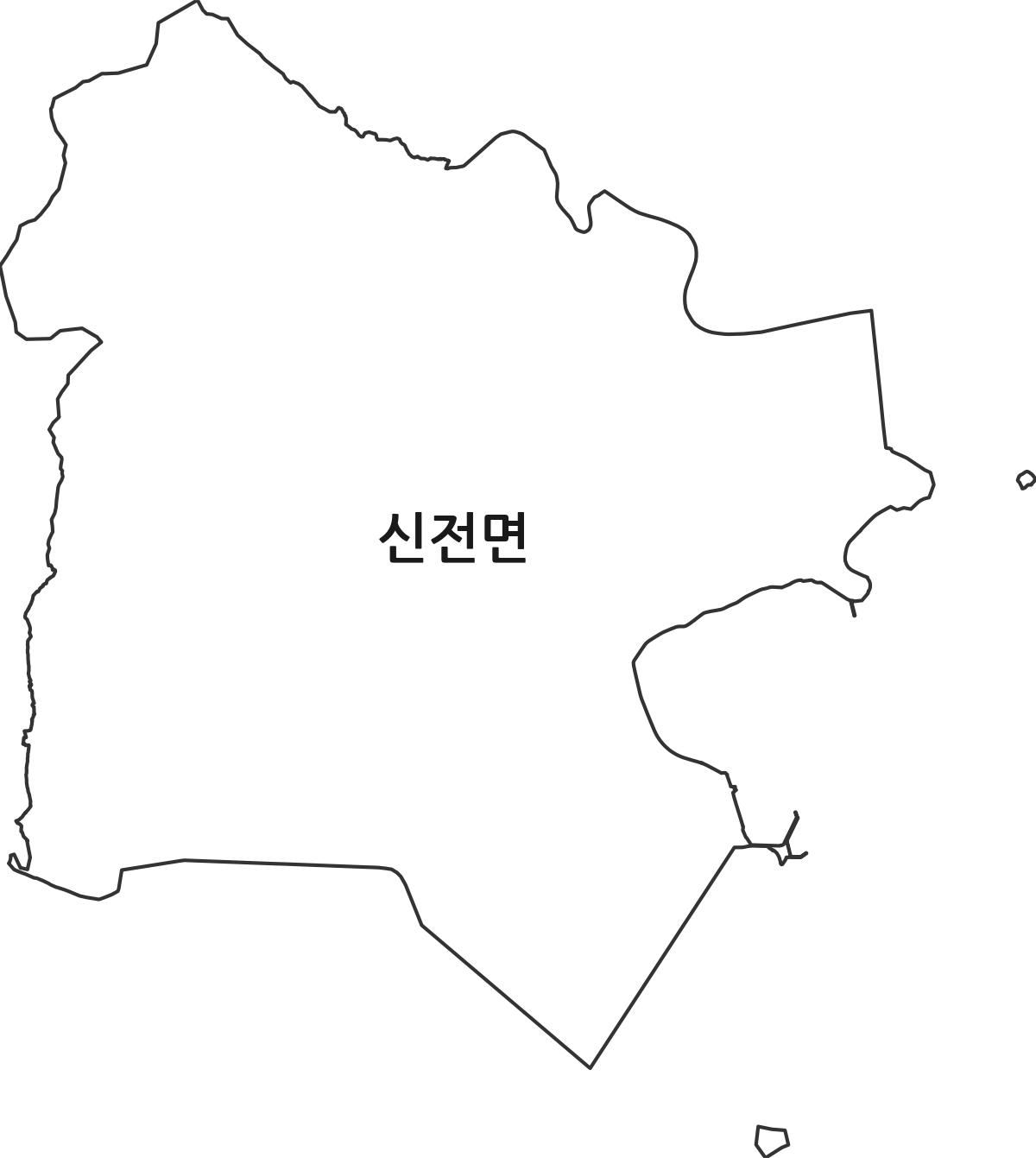 전라남도 강진군 신전면 행정동 행정구역 경계 지도