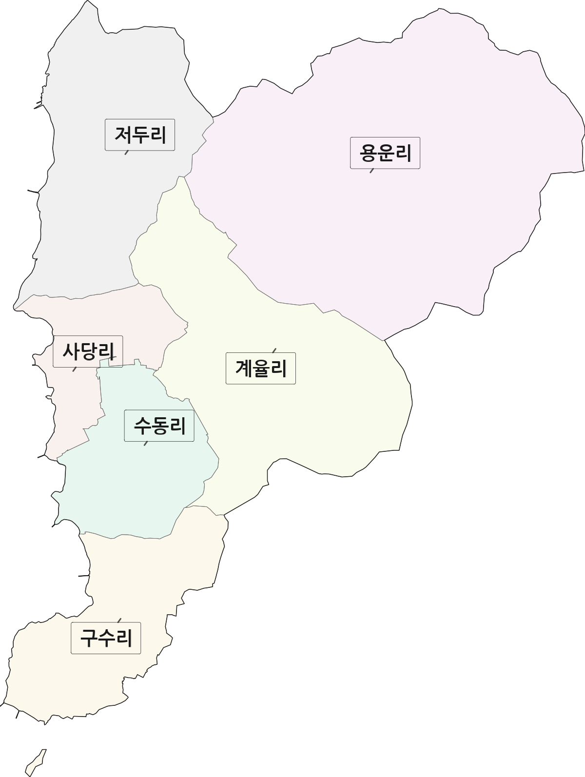 전라남도 강진군 대구면 법정동 리 구분 행정구역 경계 지도