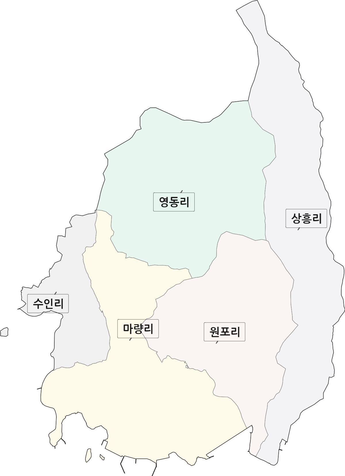 전라남도 강진군 마량면 법정동 리 구분 행정구역 경계 지도