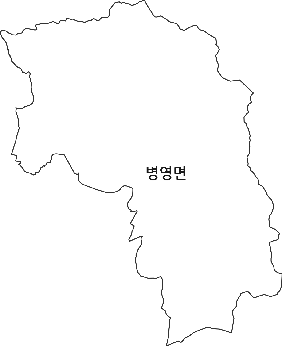 전라남도 강진군 병영면 법정동 행정구역 경계 지도