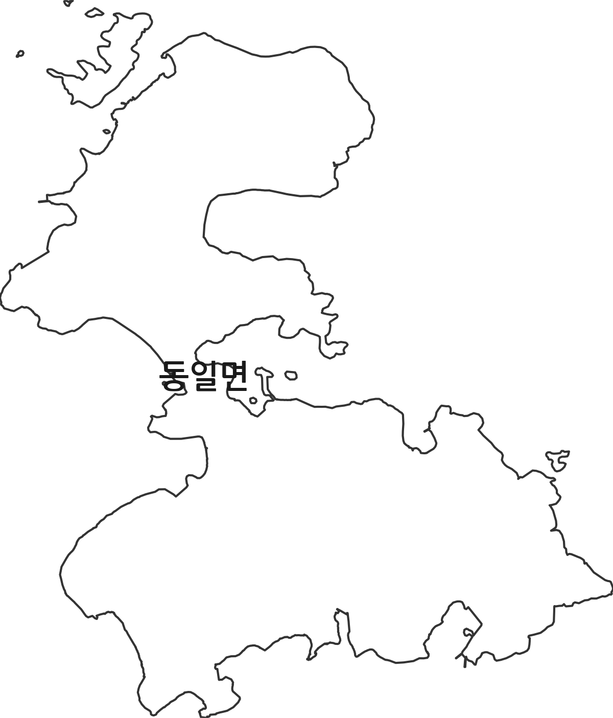 전라남도 고흥군 동일면 행정동 행정구역 경계 지도