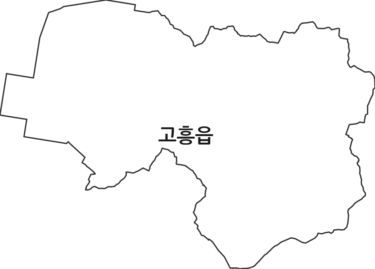 전라남도 고흥군 고흥읍 법정동 행정구역 경계 지도