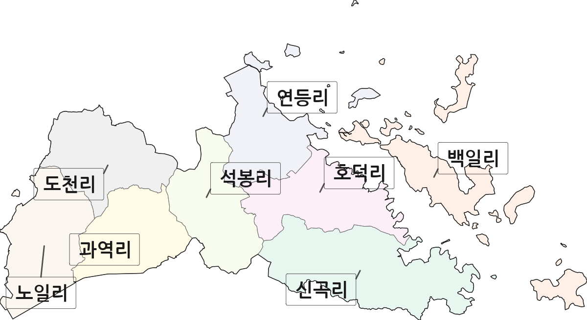 전라남도 고흥군 과역면 법정동 리 구분 행정구역 경계 지도