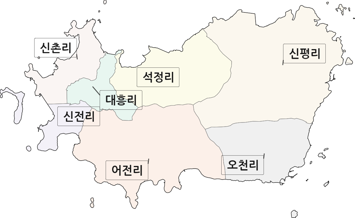 전라남도 고흥군 금산면 법정동 리 구분 행정구역 경계 지도