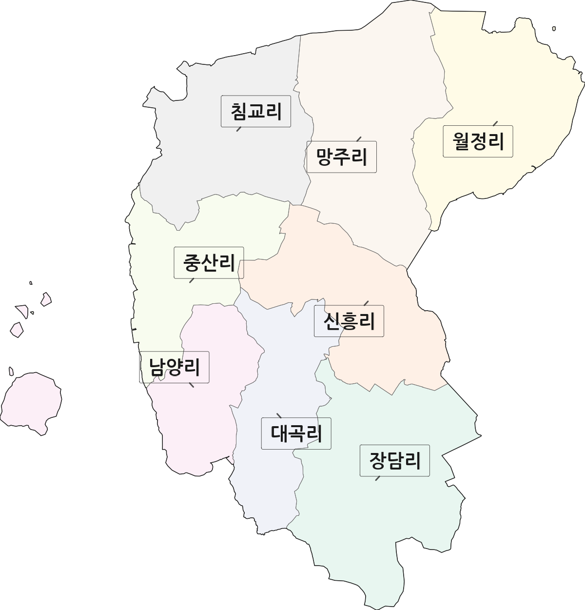 전라남도 고흥군 남양면 법정동 리 구분 행정구역 경계 지도
