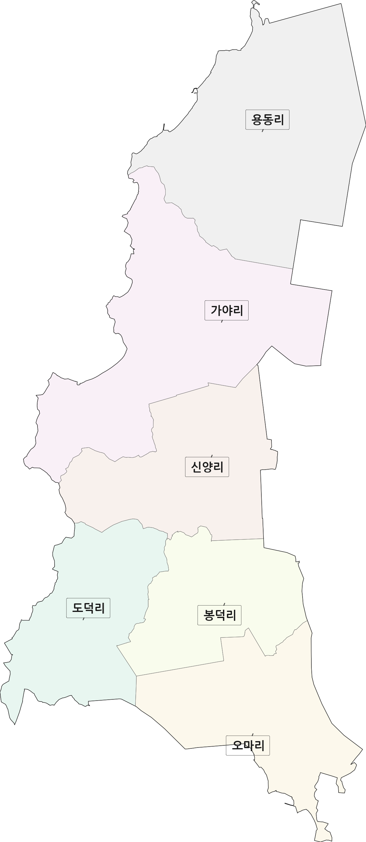 전라남도 고흥군 도덕면 법정동 리 구분 행정구역 경계 지도