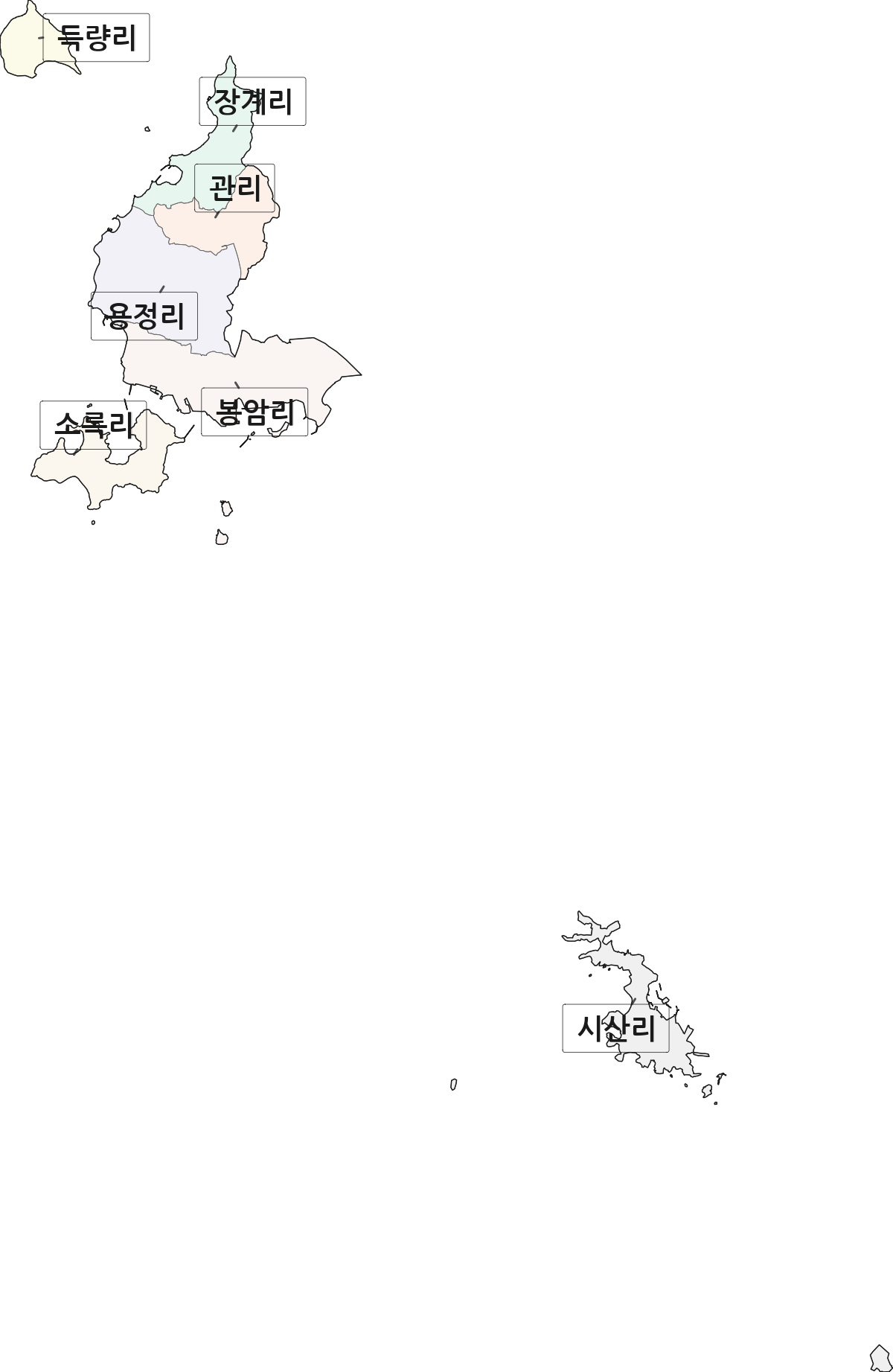 전라남도 고흥군 도양읍 법정동 리 구분 행정구역 경계 지도