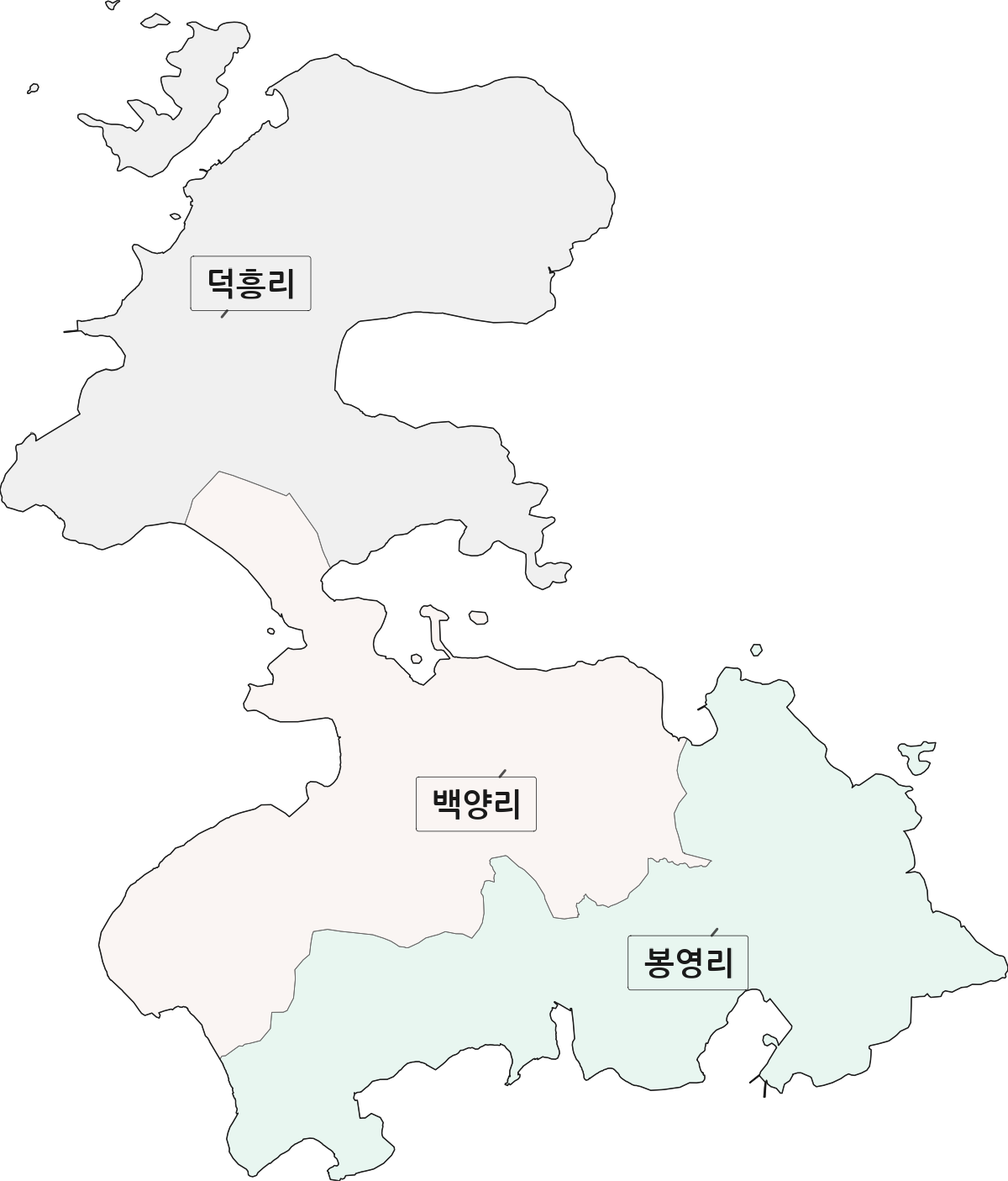 전라남도 고흥군 동일면 법정동 리 구분 행정구역 경계 지도