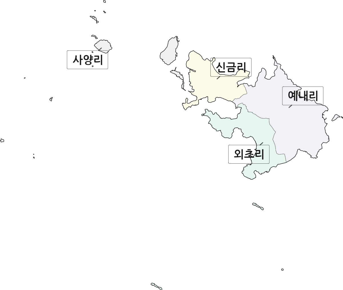 전라남도 고흥군 봉래면 법정동 리 구분 행정구역 경계 지도