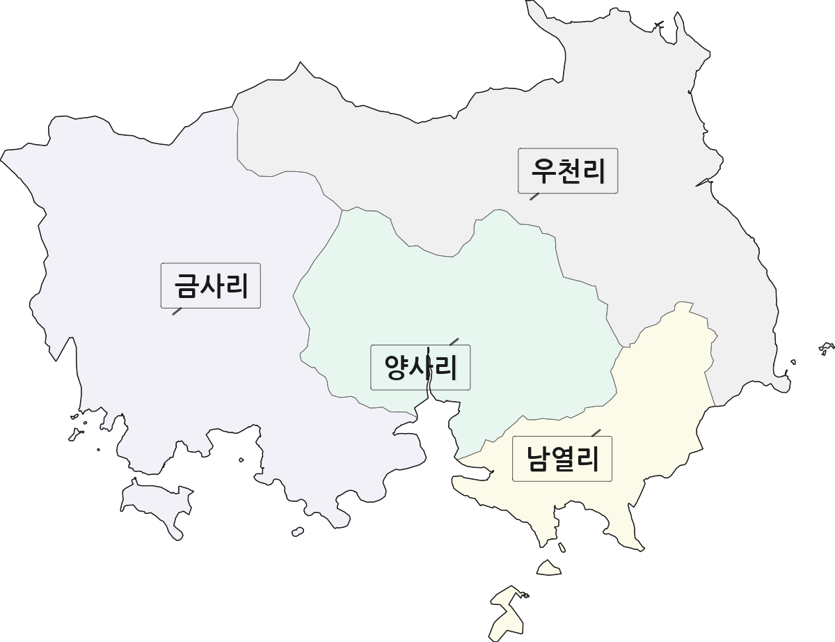 전라남도 고흥군 영남면 법정동 리 구분 행정구역 경계 지도