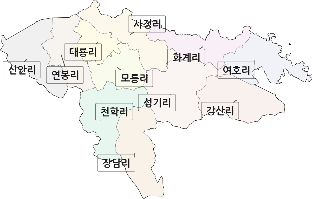 전라남도 고흥군 점암면 법정동 리 구분 행정구역 경계 지도