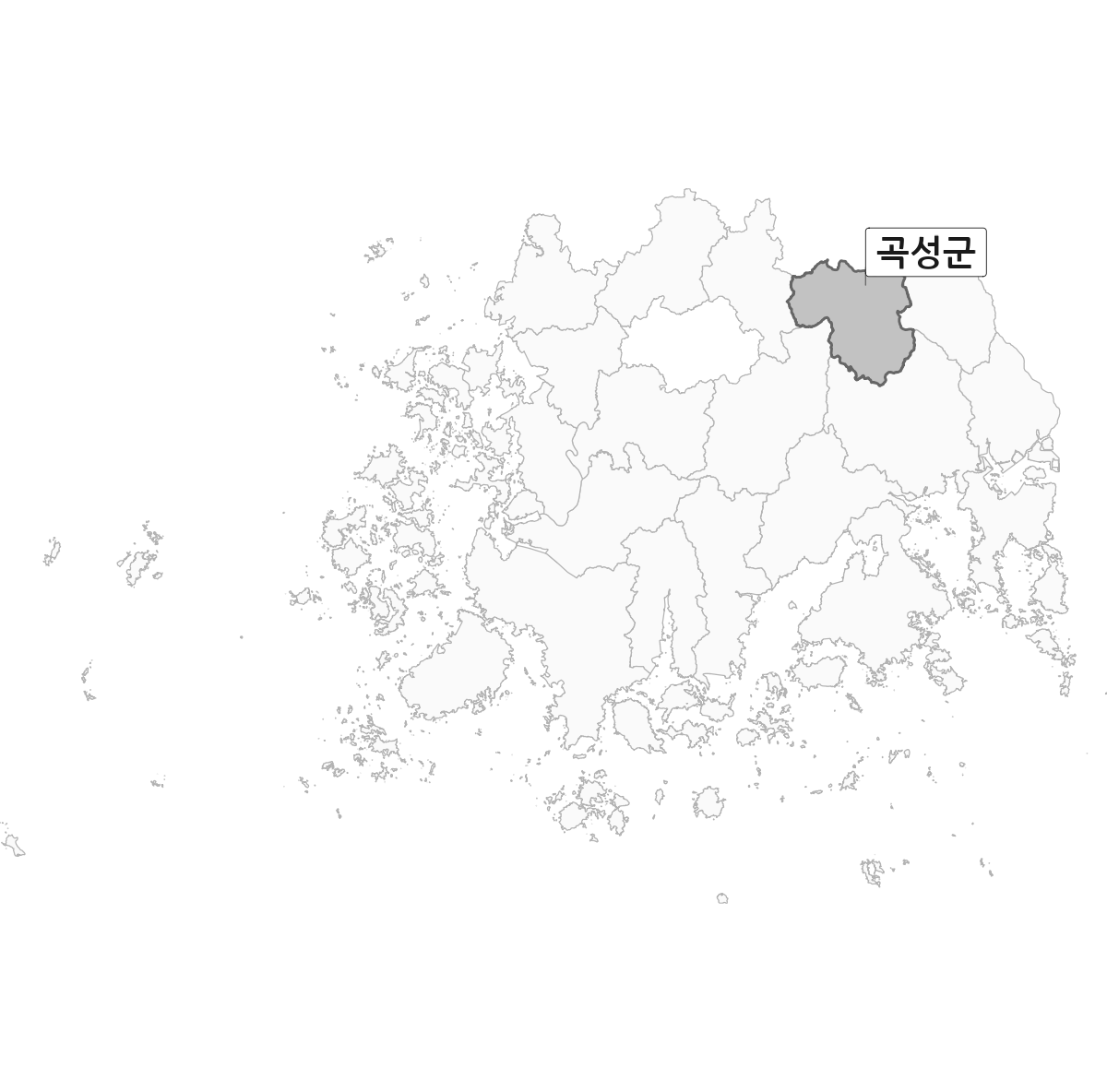전라남도 범위 내 곡성군 행정구역 경계 지도