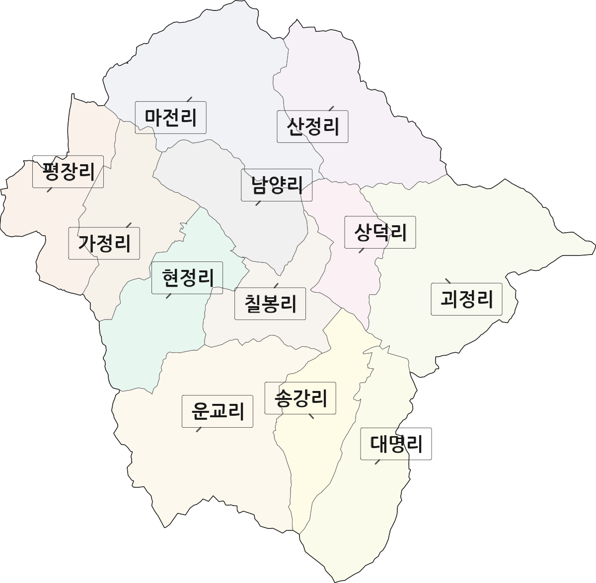 전라남도 곡성군 겸면 법정동 리 구분 행정구역 경계 지도