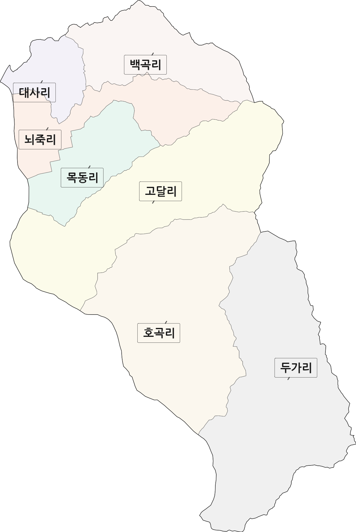 전라남도 곡성군 고달면 법정동 리 구분 행정구역 경계 지도