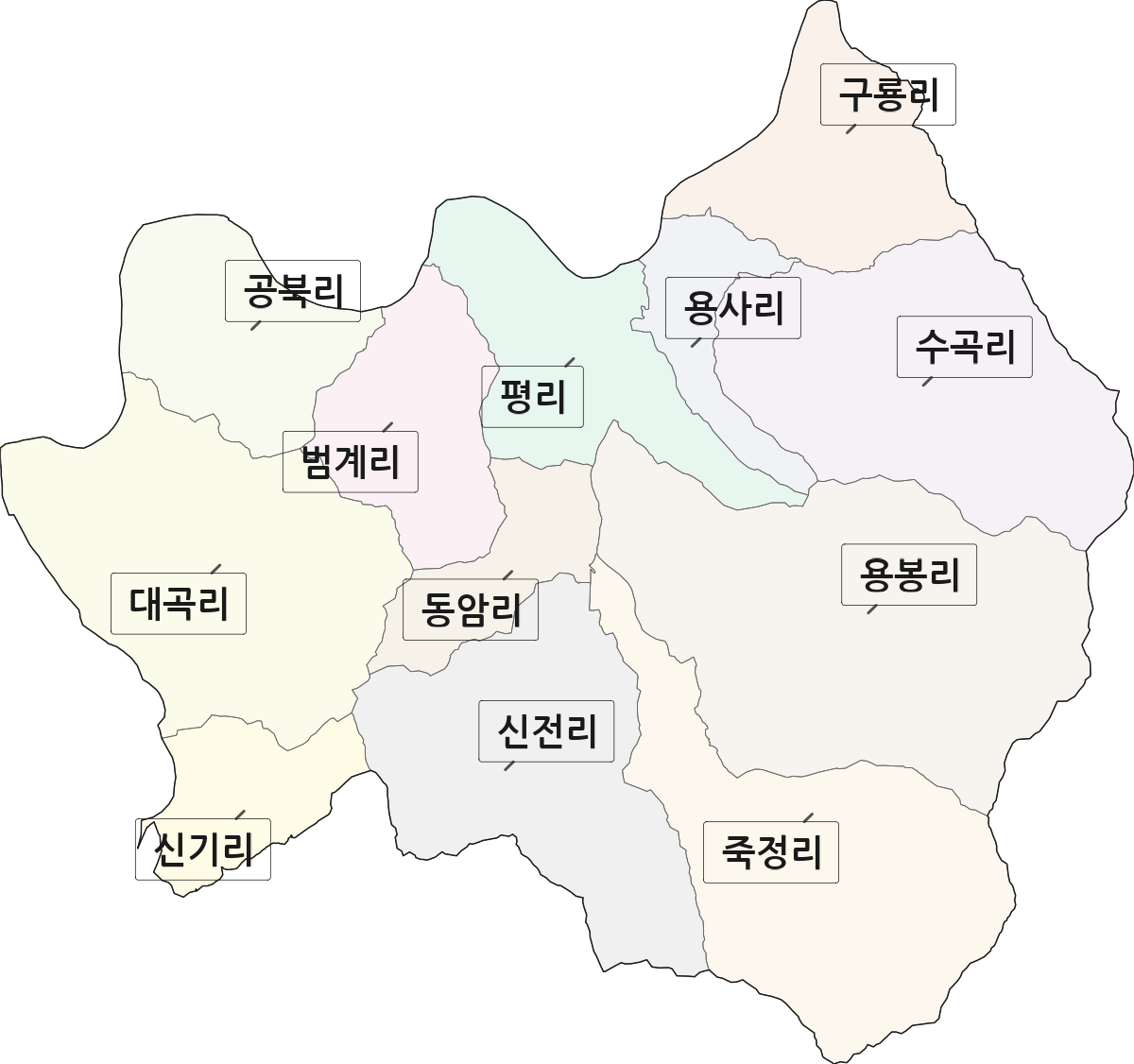 전라남도 곡성군 목사동면 법정동 리 구분 행정구역 경계 지도