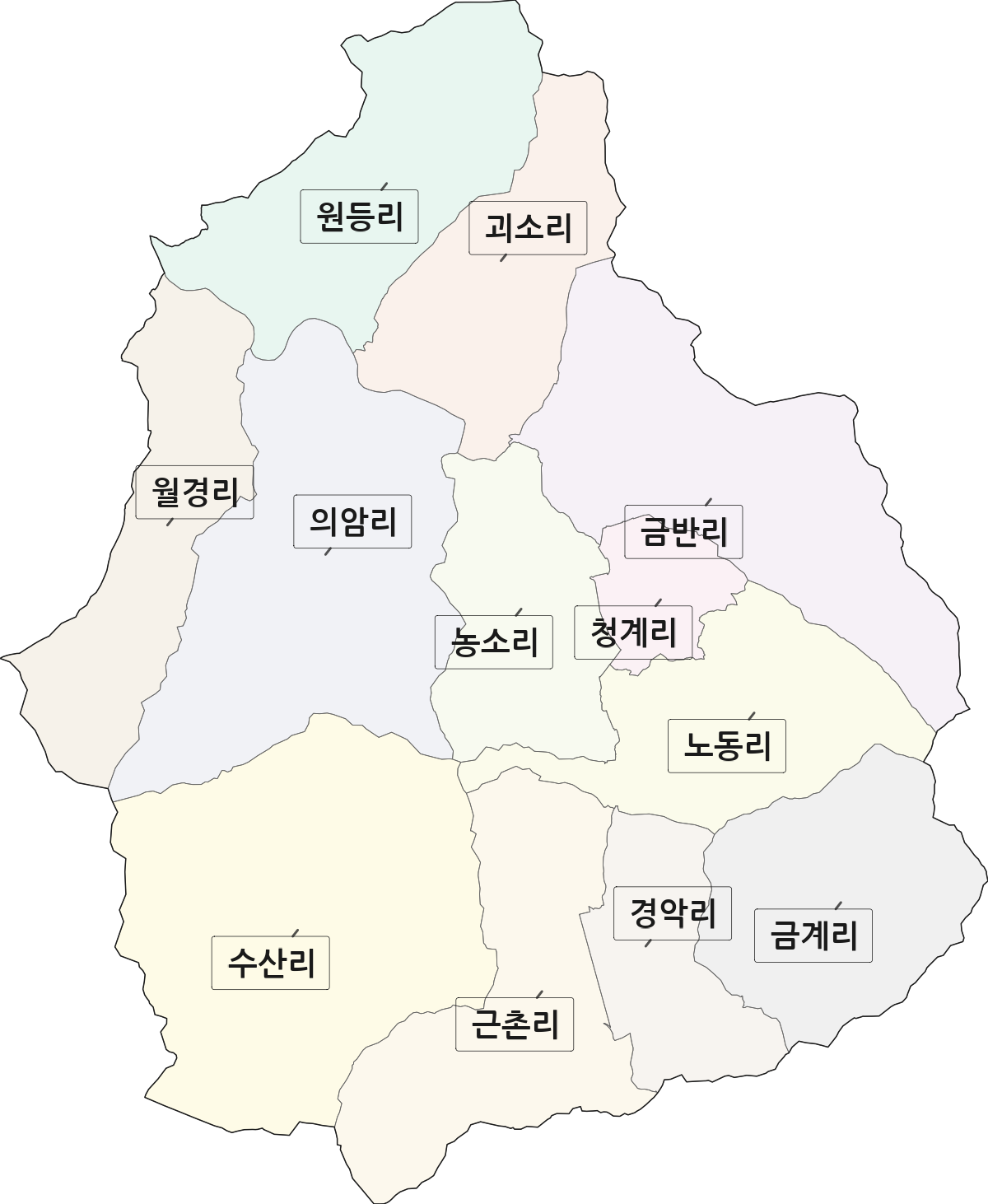 전라남도 곡성군 삼기면 법정동 리 구분 행정구역 경계 지도