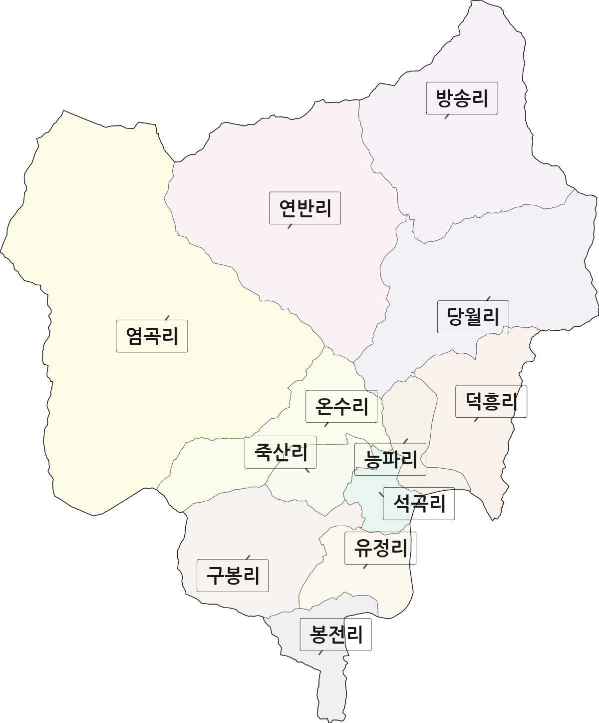 전라남도 곡성군 석곡면 법정동 리 구분 행정구역 경계 지도