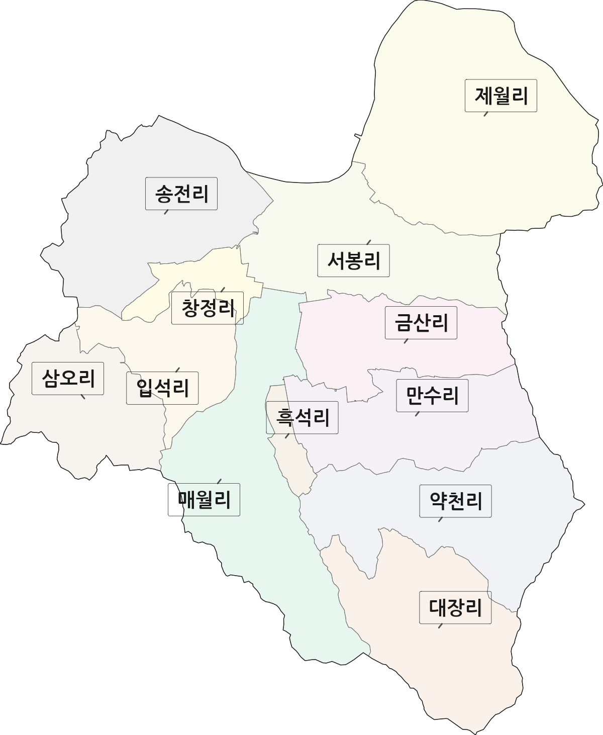 전라남도 곡성군 입면 법정동 리 구분 행정구역 경계 지도