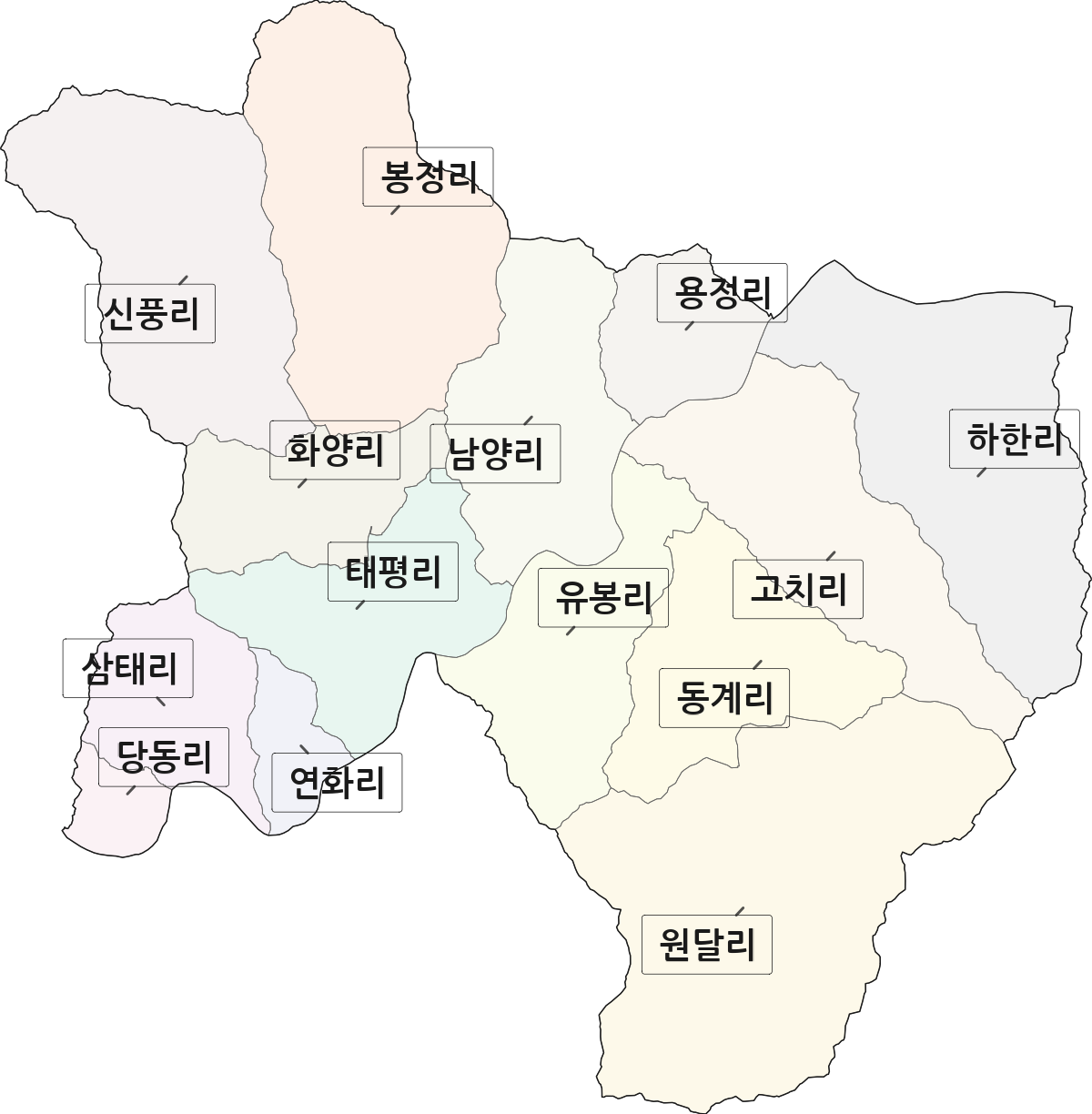 전라남도 곡성군 죽곡면 법정동 리 구분 행정구역 경계 지도