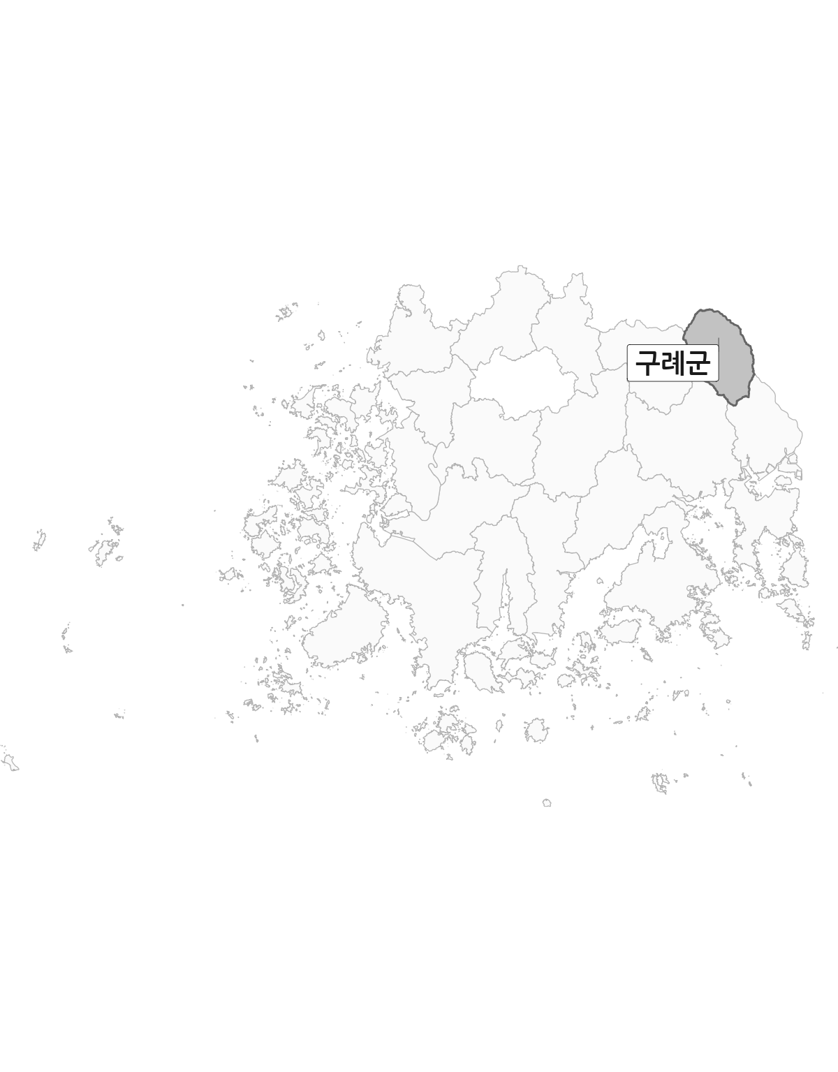 전라남도 범위 내 구례군 행정구역 경계 지도