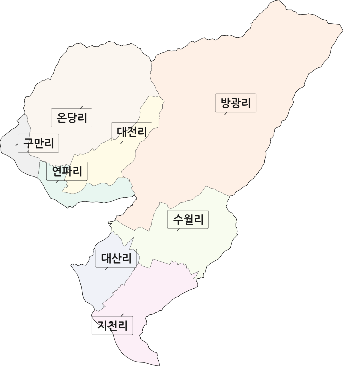 전라남도 구례군 광의면 법정동 리 구분 행정구역 경계 지도