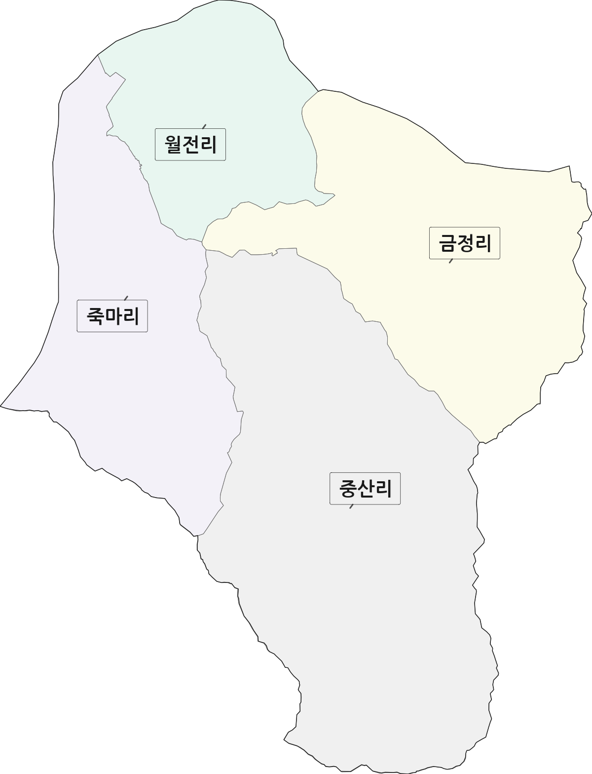 전라남도 구례군 문척면 법정동 리 구분 행정구역 경계 지도