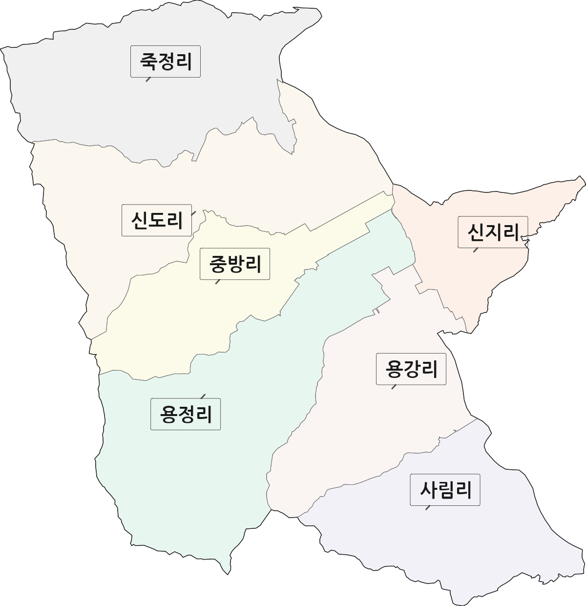 전라남도 구례군 용방면 법정동 리 구분 행정구역 경계 지도