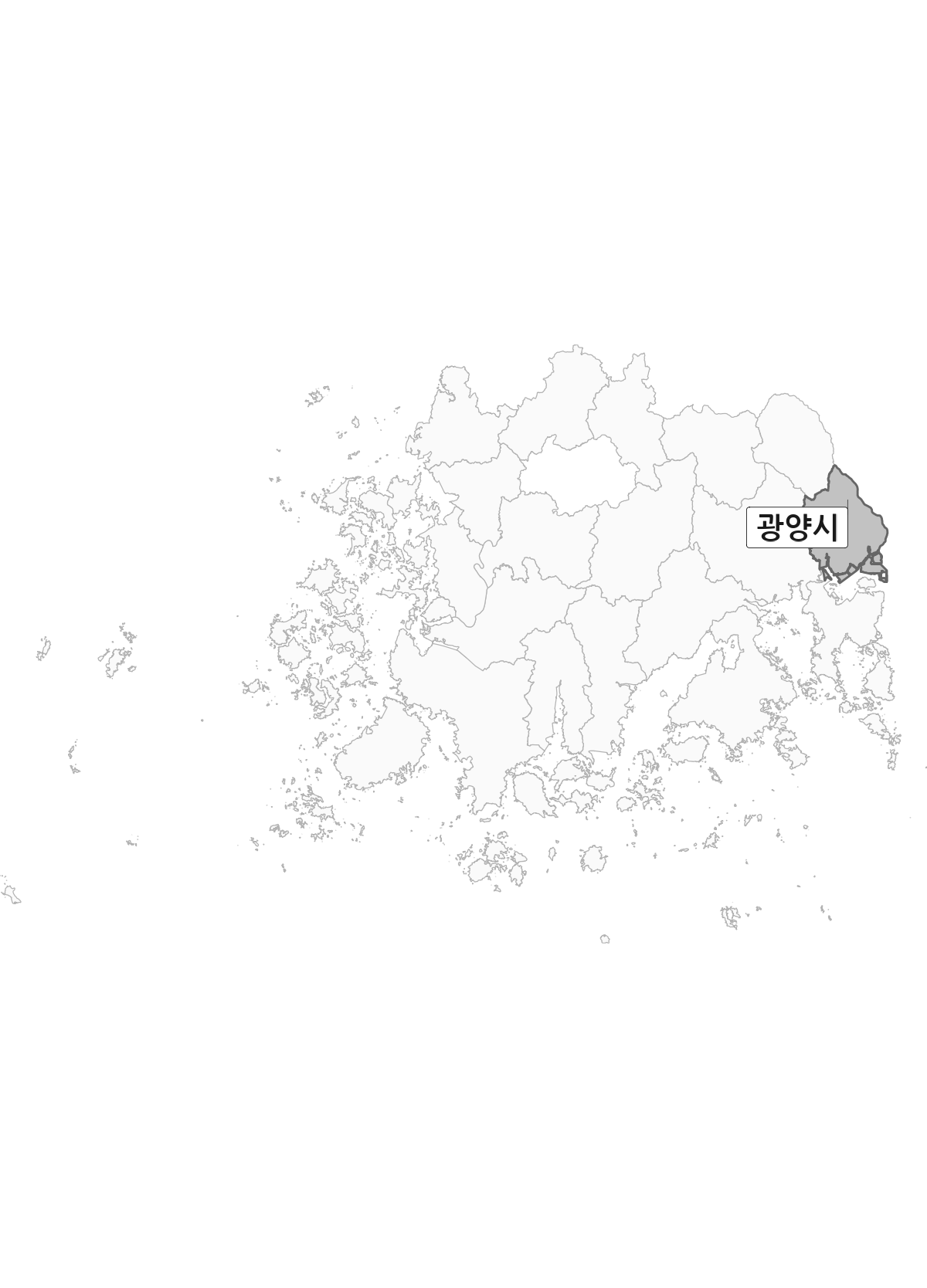 전라남도 범위 내 광양시 행정구역 경계 지도