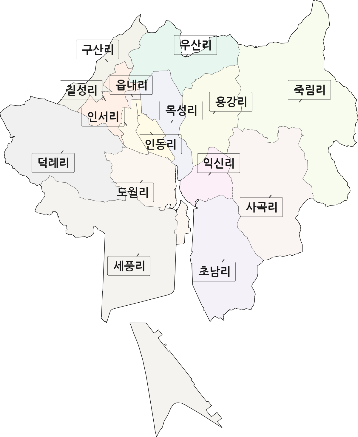 전라남도 광양시 광양읍 법정동 리 구분 행정구역 경계 지도