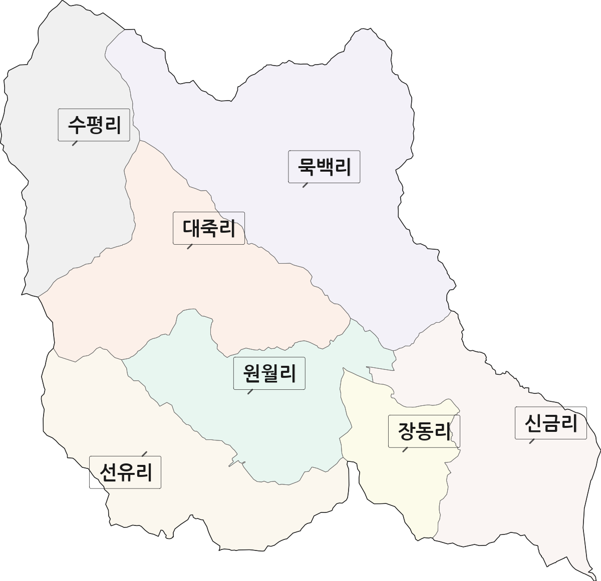 전라남도 광양시 옥곡면 법정동 리 구분 행정구역 경계 지도