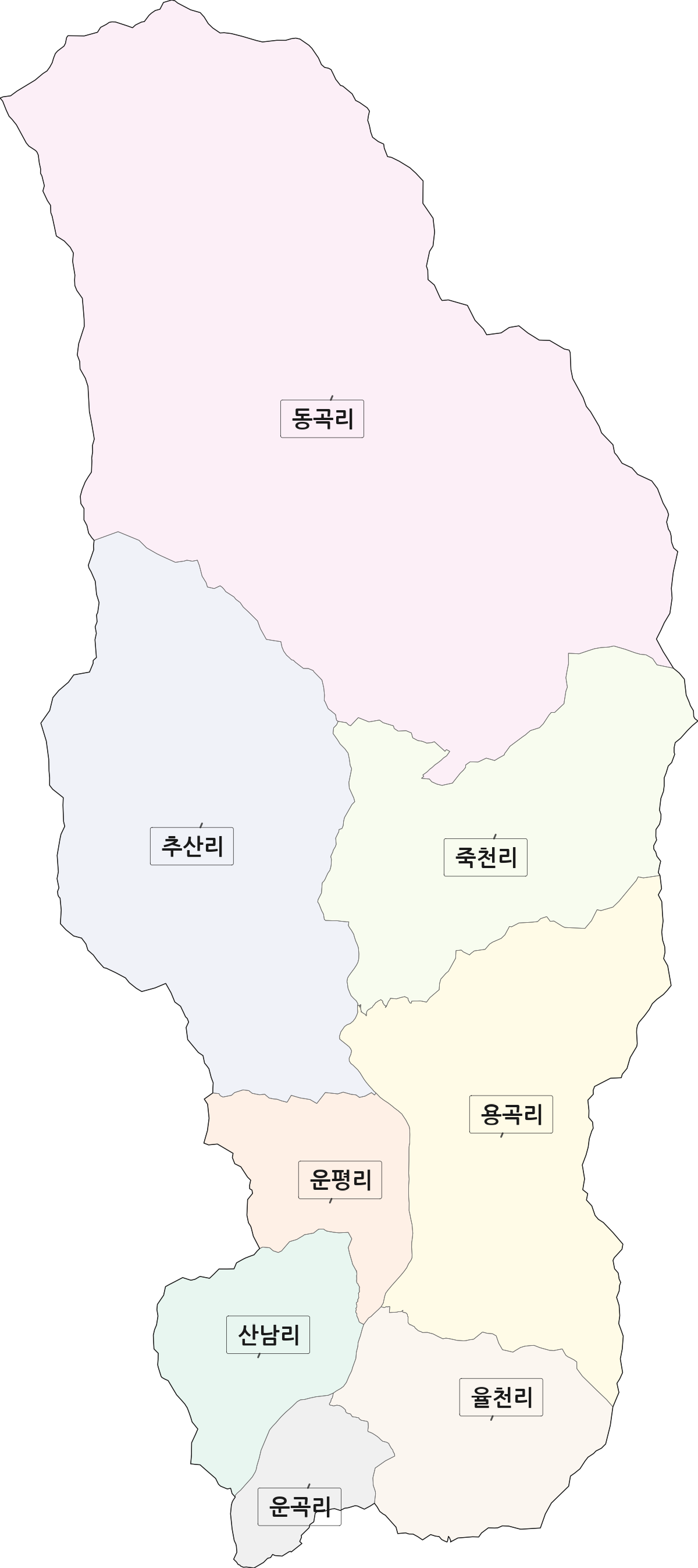 전라남도 광양시 옥룡면 법정동 리 구분 행정구역 경계 지도