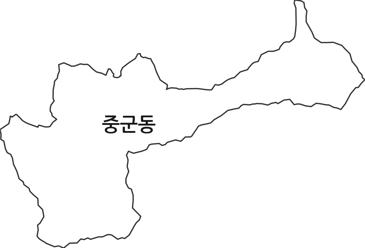 전라남도 광양시 중군동 법정동 행정구역 경계 지도