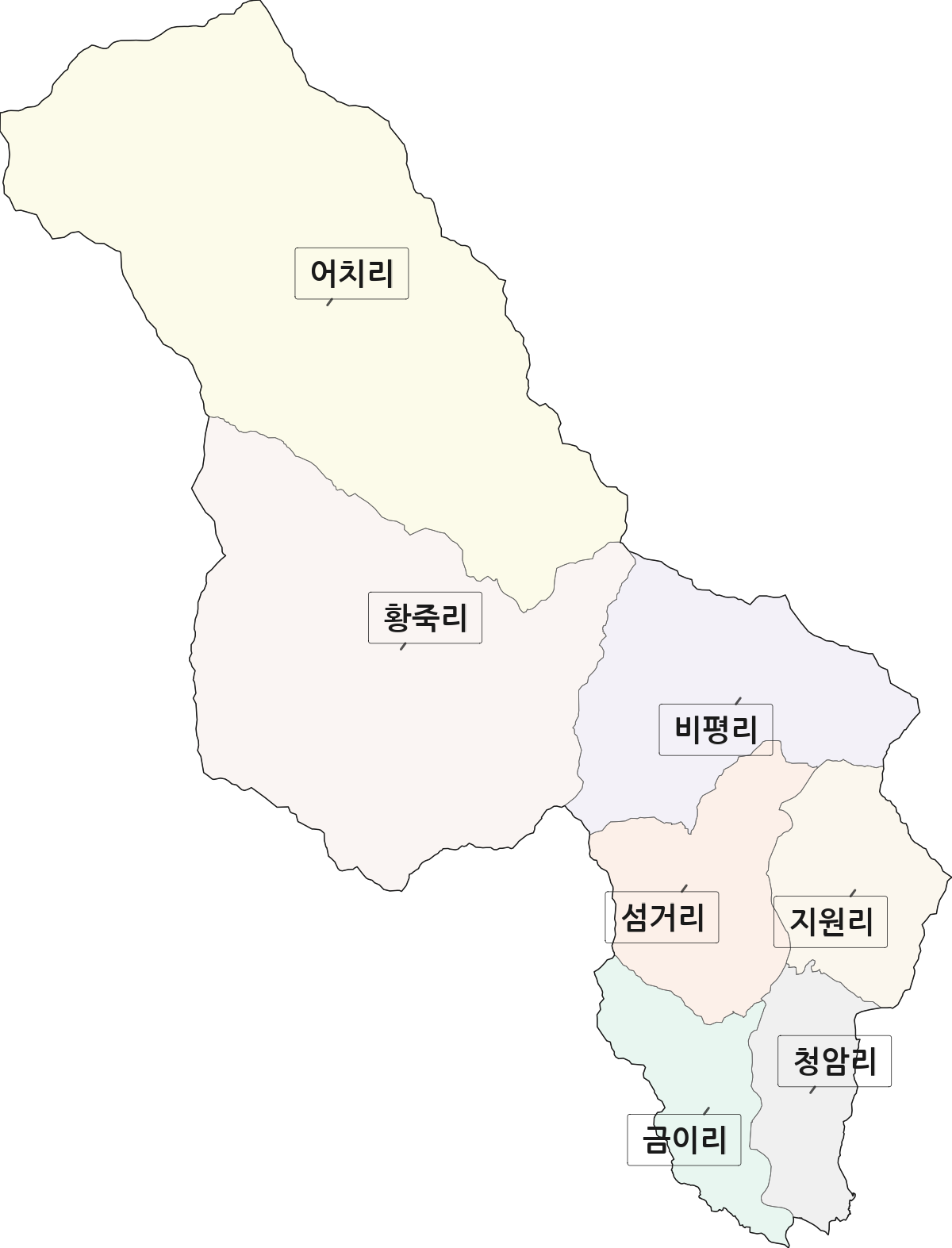 전라남도 광양시 진상면 법정동 리 구분 행정구역 경계 지도
