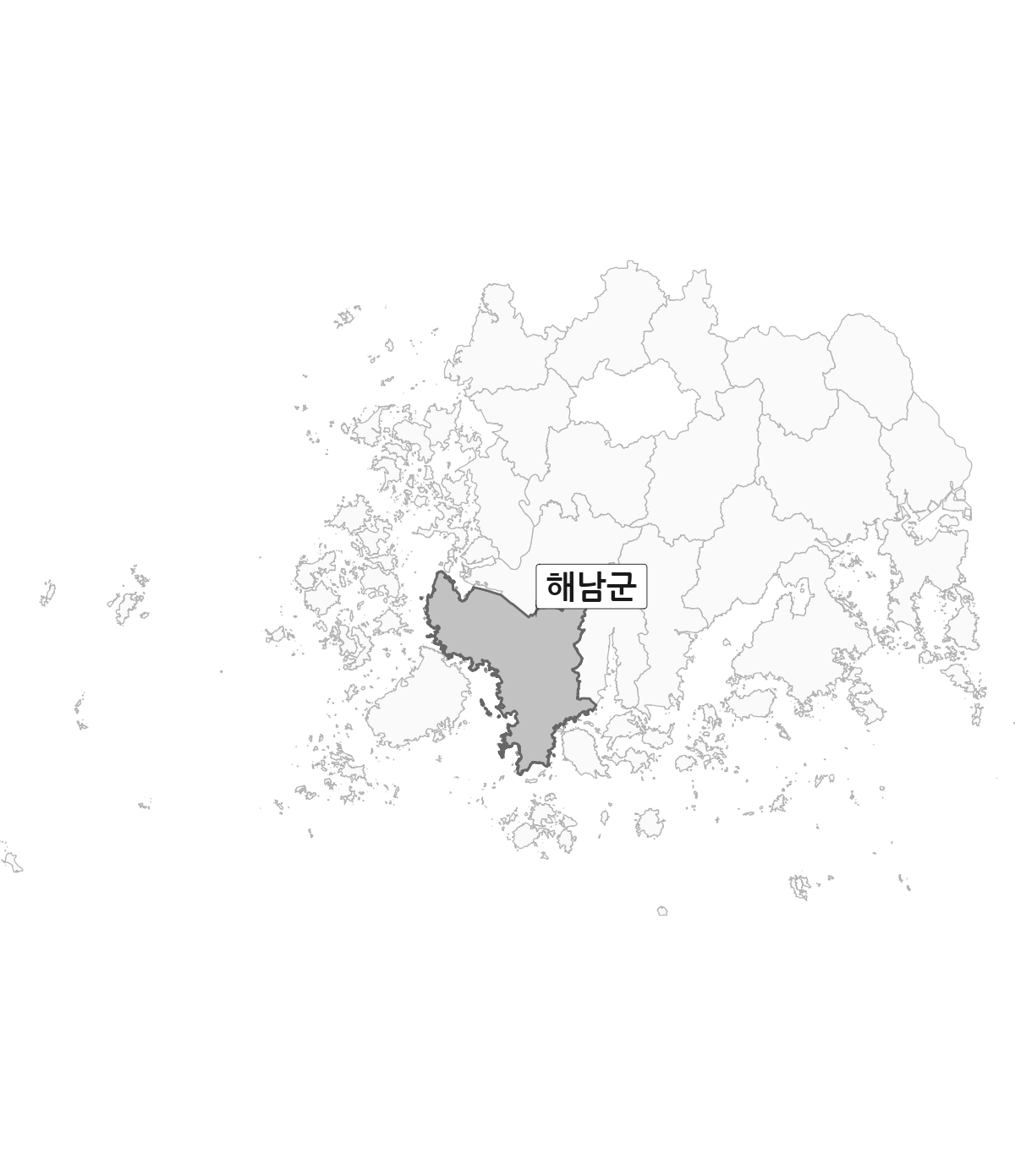 전라남도 범위 내 해남군 행정구역 경계 지도
