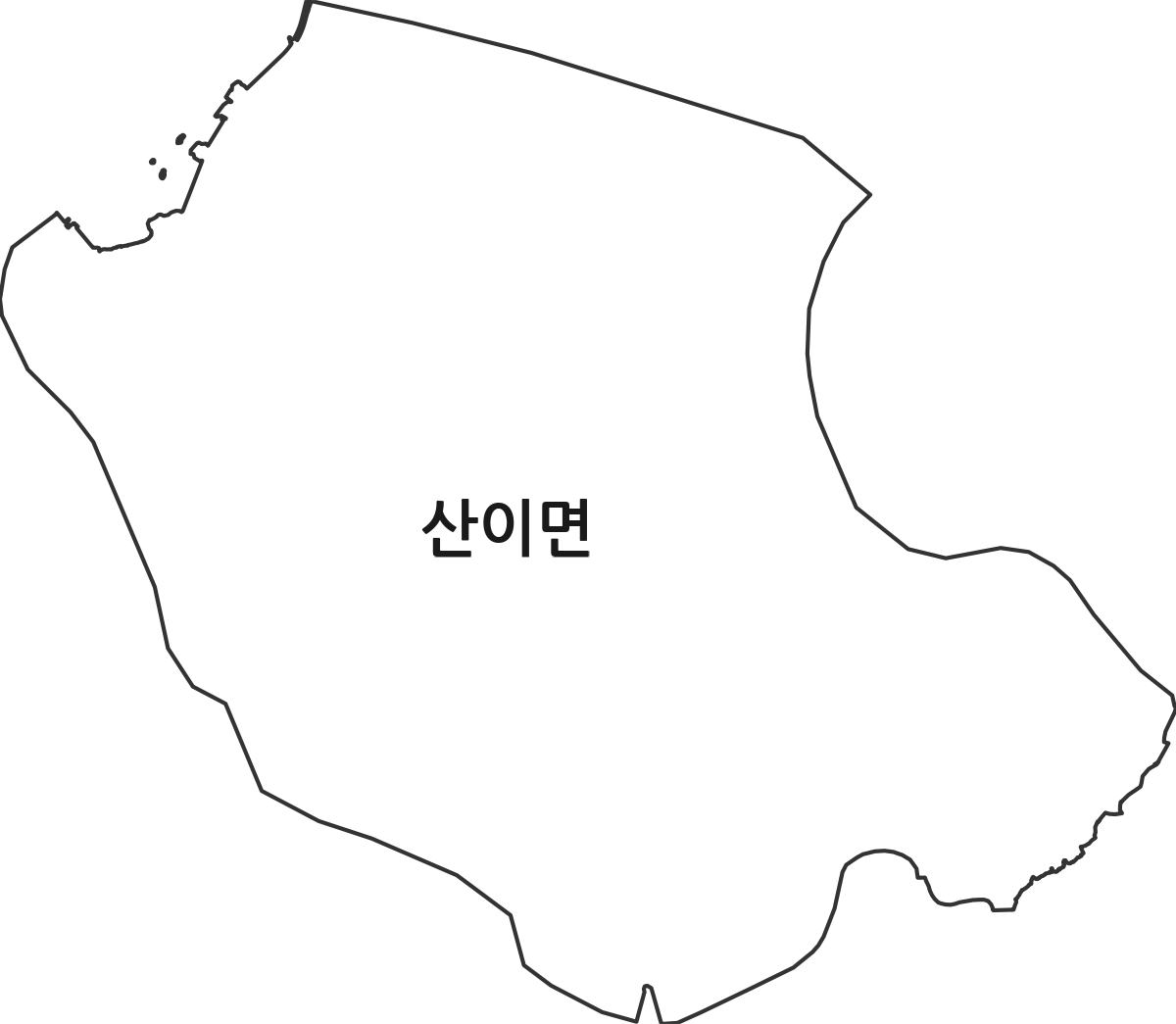 전라남도 해남군 산이면 행정동 행정구역 경계 지도