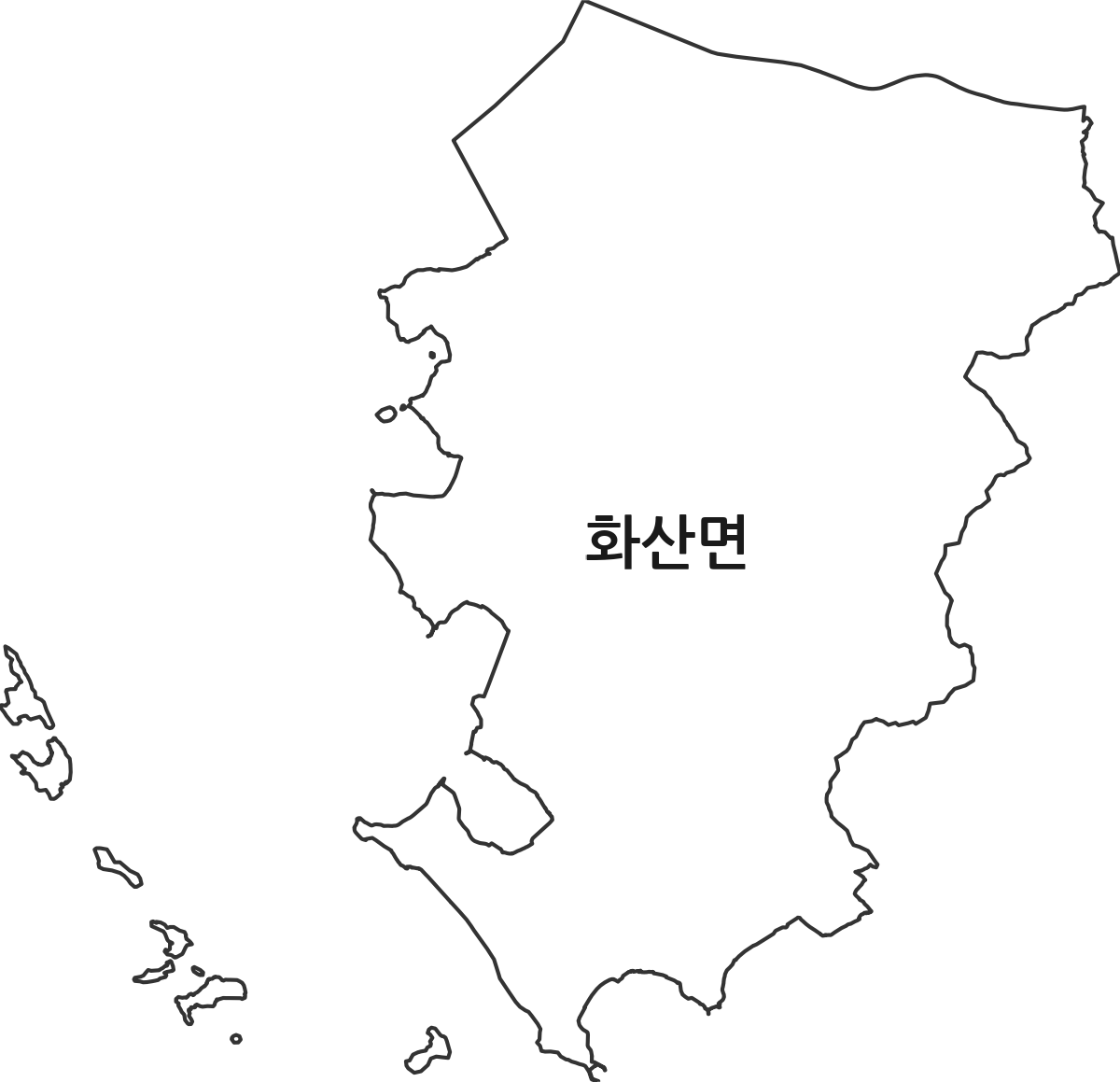 전라남도 해남군 화산면 행정동 행정구역 경계 지도