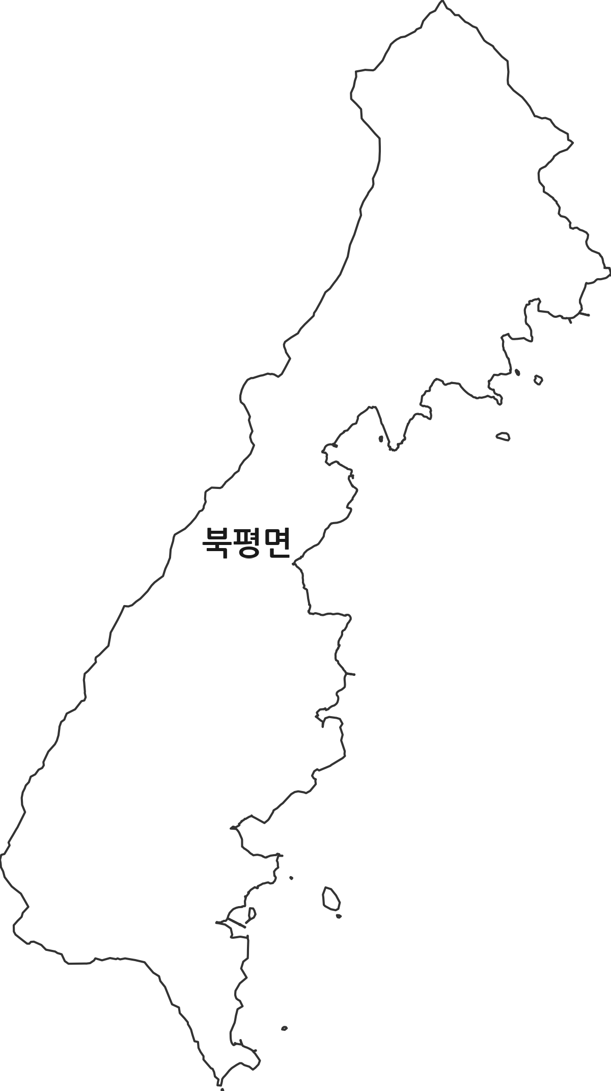 전라남도 해남군 북평면 법정동 행정구역 경계 지도