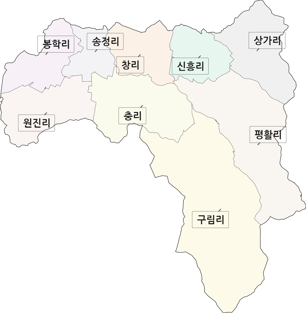 전라남도 해남군 삼산면 법정동 리 구분 행정구역 경계 지도