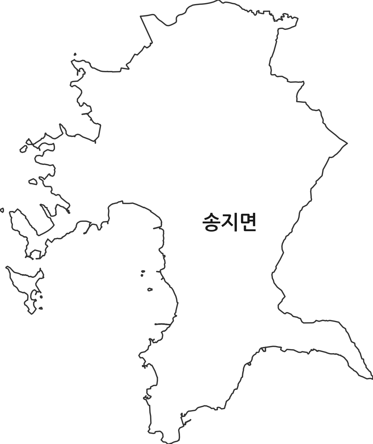 전라남도 해남군 송지면 법정동 행정구역 경계 지도