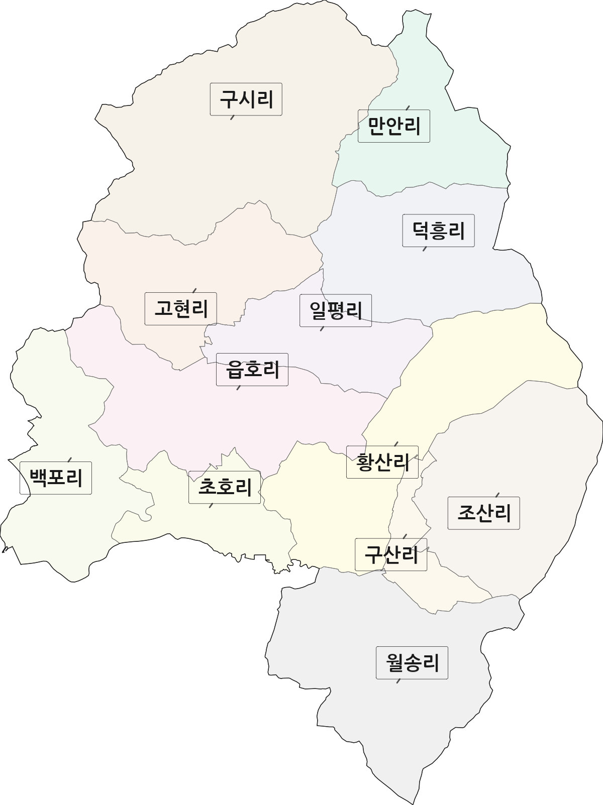 전라남도 해남군 현산면 법정동 리 구분 행정구역 경계 지도