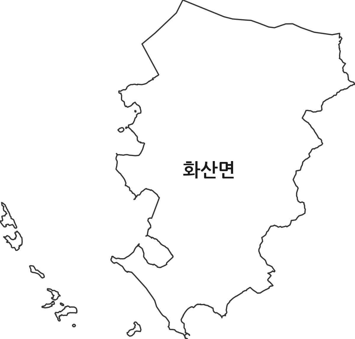 전라남도 해남군 화산면 법정동 행정구역 경계 지도