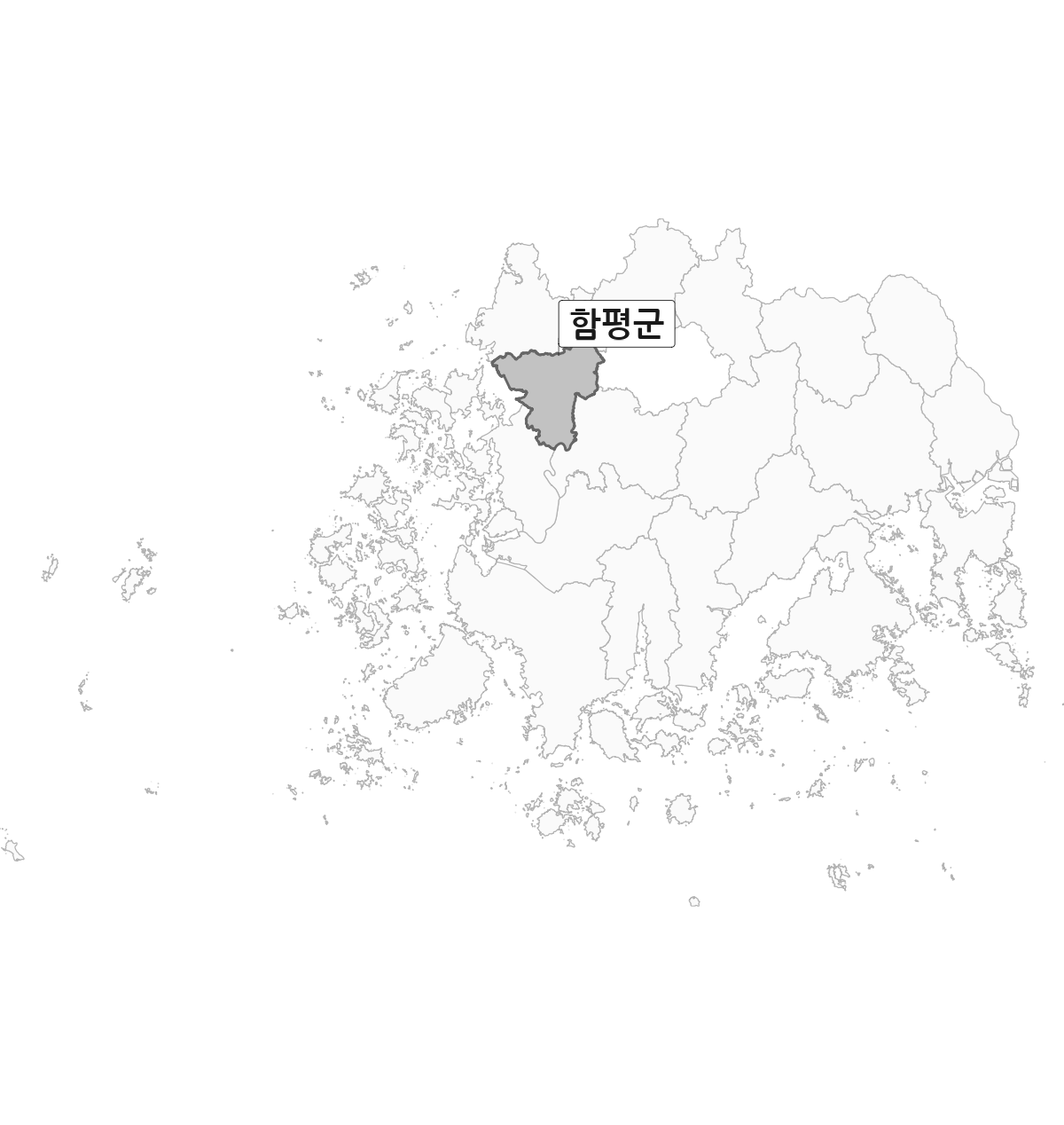 전라남도 범위 내 함평군 행정구역 경계 지도