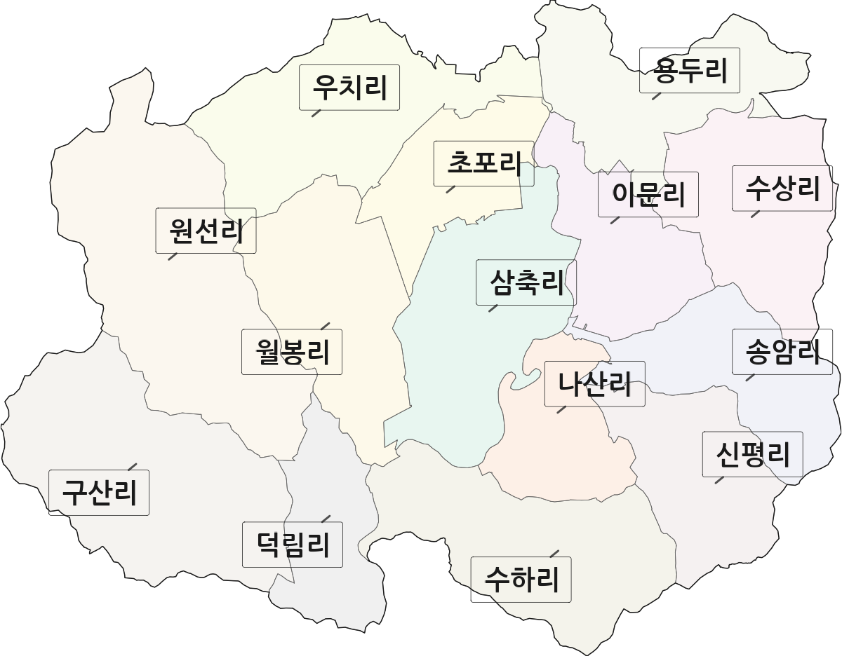 전라남도 함평군 나산면 법정동 리 구분 행정구역 경계 지도
