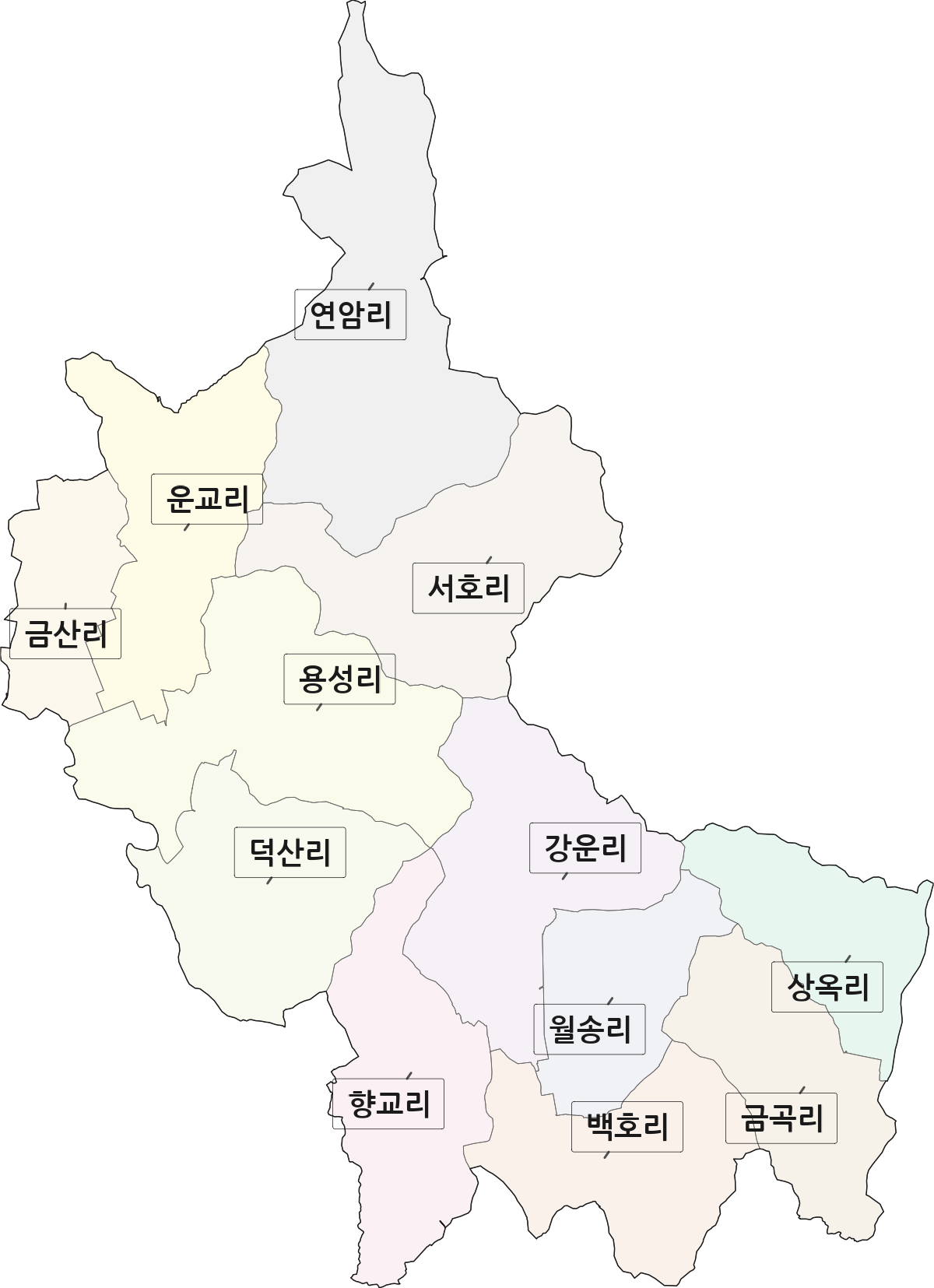 전라남도 함평군 대동면 법정동 리 구분 행정구역 경계 지도
