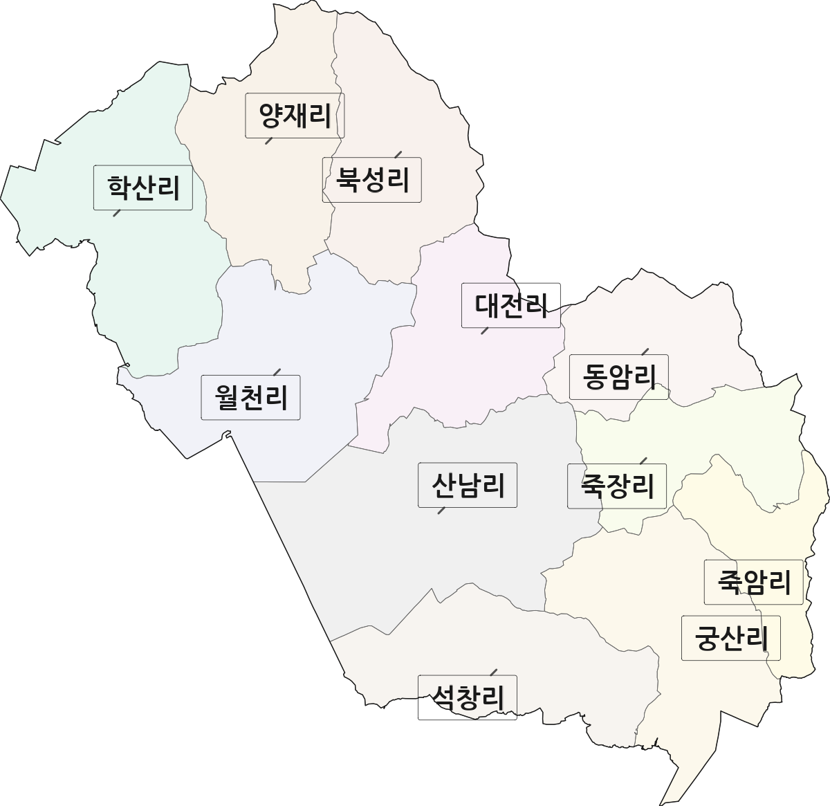 전라남도 함평군 손불면 법정동 리 구분 행정구역 경계 지도