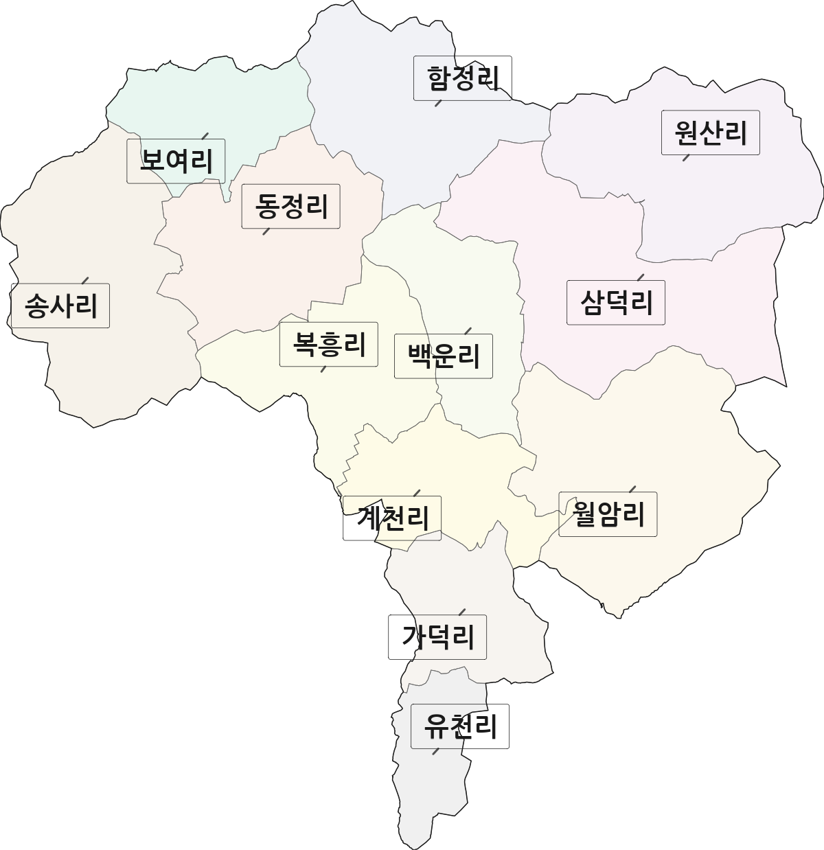 전라남도 함평군 신광면 법정동 리 구분 행정구역 경계 지도