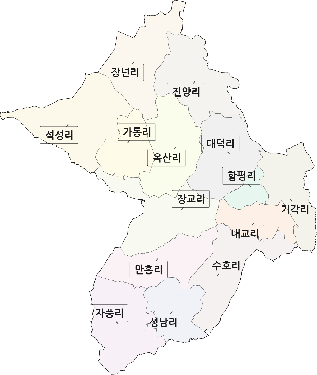 전라남도 함평군 함평읍 법정동 리 구분 행정구역 경계 지도